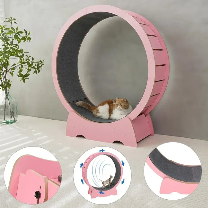 Pets Ultra-Quiet Running Protect Spine (Pink) Toys for Cats Easy Assembled Cat Running Wheels With Locking Mechanism Pet Things