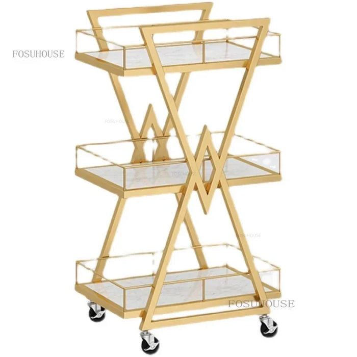 Modern Wrought Iron Salon Trolleys Salon Furniture Household Multi-layer Storage Rack with Wheels Luxury Manicure Tools Trolley