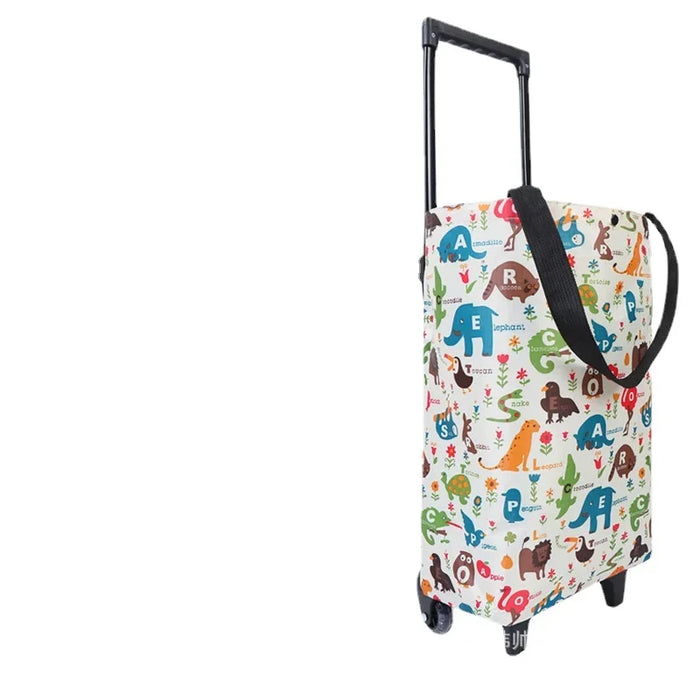 1pcs Large Capacity Foldable Shopping Cart - Waterproof and Lightweight Trolley Bag with Wheels and Thickened Trolley Small Cart