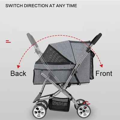 RTS Hot Sale Folding Luxury 4 wheels Pet Dog Cat Carrier Stroller Outdoor Walking Pet Trolleys