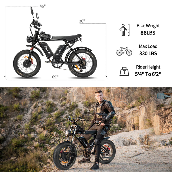 EU Q20/Q20pro adult electric bicycle 2000W 48V 40AH waterproof powerful dual motor 20*4.0 inch fat tire mountain electric bicycl