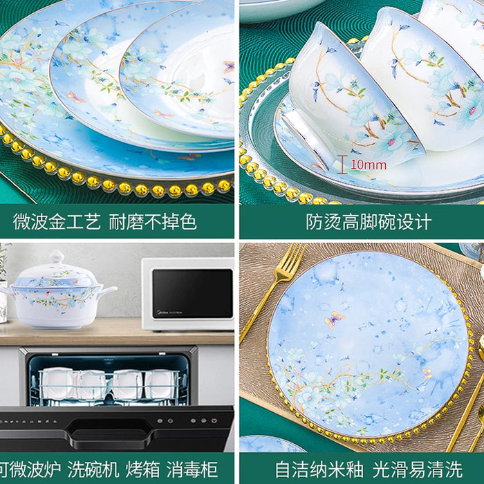 porcelain dinner set 60 pcs jingdezhen ceramics chinese dishes dishes set  Rice Bowl Salad dinner set Dinnerware Set Tableware