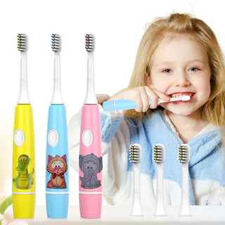Waterproof Toothbrush Kids Rechargeable Smart Teeth Cleaning Sonic Electric Toothbrush Children IPX7 Soft ABS 1 AAA Battery