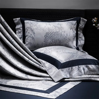 Luxury Black Grey Patchwork Bedding Set Soft Silky 1000TC Cotton Tropical Jungle Forest Duvet Cover Set Bed Sheet Pillowcases