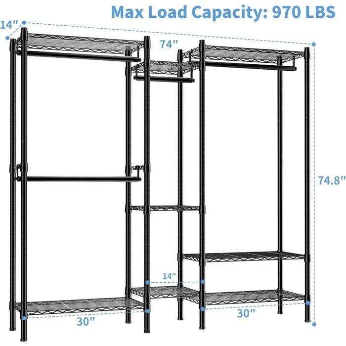 Clothes Rack Heavy Duty Clothing Rack With 8 Shelves 4 Hang Rods Wardrobe Wardrobe Bedroom Furniture Load 970LBS Home Hanger