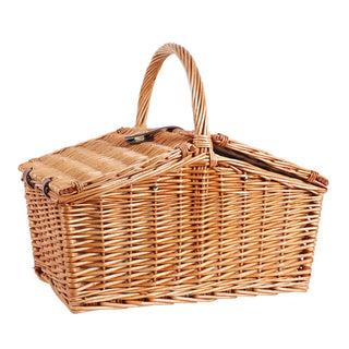 Large Capacity Outdoor Rattan Picnic Basket For Four People Ins With Tableware With Lid Japanese Portable Picnic Supplies Set
