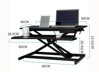 LT-2 Height lifting 380mm 15kg steel and wood Adjust Computer Sit Stand Workstation Laptop desk gas spring X shape with keyboard