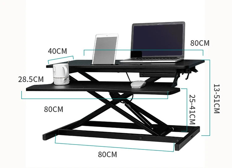 LT-2 Height lifting 380mm 15kg steel and wood Adjust Computer Sit Stand Workstation Laptop desk gas spring X shape with keyboard