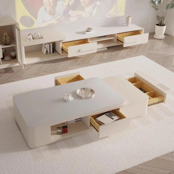 Simple Organizer Coffee Table Modern Luxury Square Japanese Coffee Table White Drawers Mesa De Centro De Sala Furniture