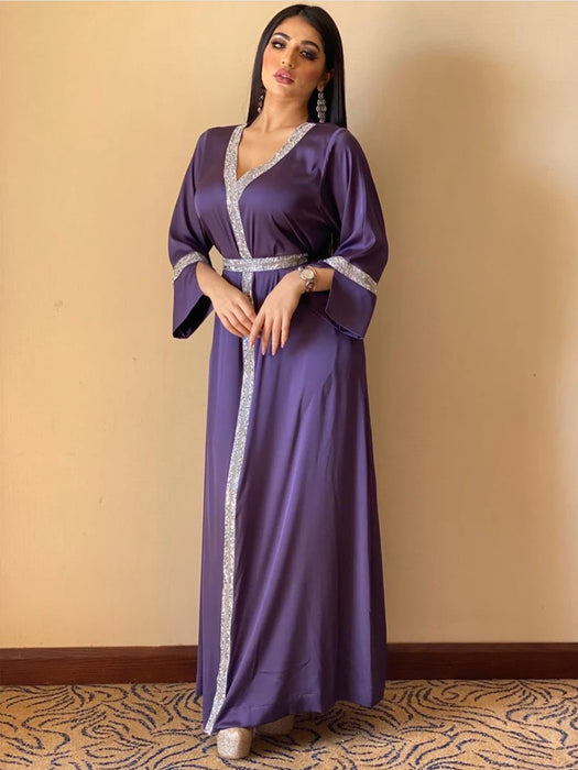 Arab Party Dress Diamonds Women Jalabiya Moroccan Kaftan Arabian Clothing Dubai Saudi Robe Muslim Evening Ramadan Eid Abaya Gown