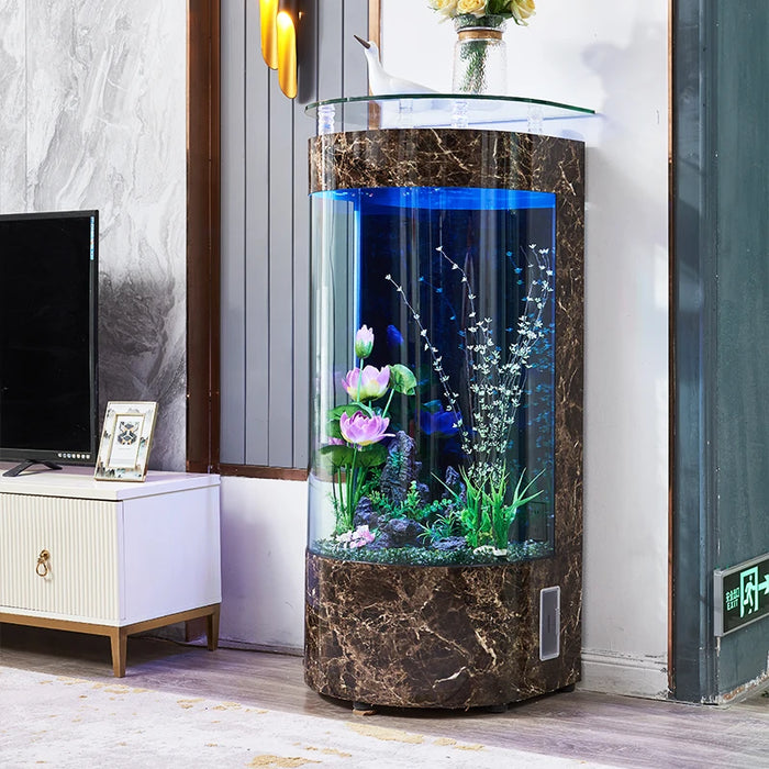 European-Style Semicircle Fish Tank Living Room Small Household Semicircle Floor Glass Fish Globe Ecology