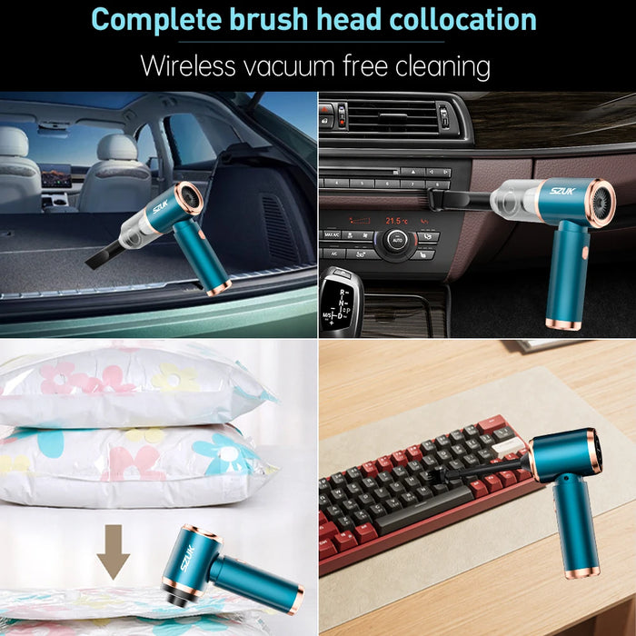 90000pa Car Vacuum Cleaner Wireless Mini Handheld Strong Suction  Cleaning Machine Portable Cleaner for Car Home and keyboard