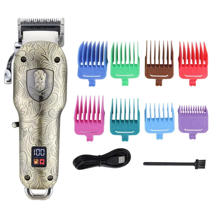 Professional 2000mah Metal Barber Use Hair Clipper High Power Salon Hair Cutting Mens Cordlesss Shaver Trimmer With LCD