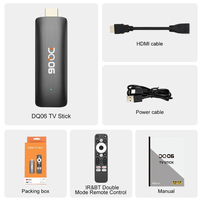 DQ06 ATV Mini TV Stick Android12 Allwinner H618 Quad Core Cortex A53 Support 8K Video 4K Wifi6 BT Voice Remote Smart TV Box