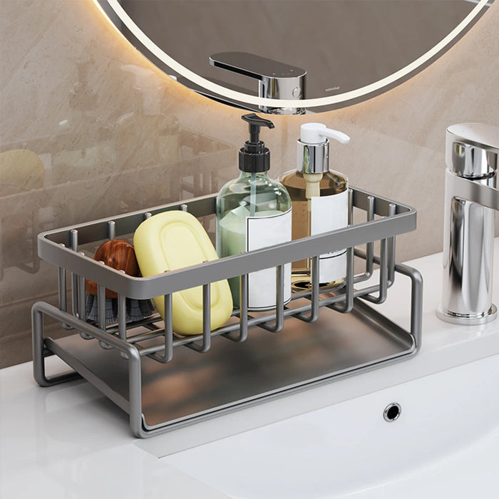 Kitchen Sink Caddy Sponge Holder Organizer Drying Rack Sink Basket Brush Holder Dish Cloth Hanger Stainless Steel Rustproof