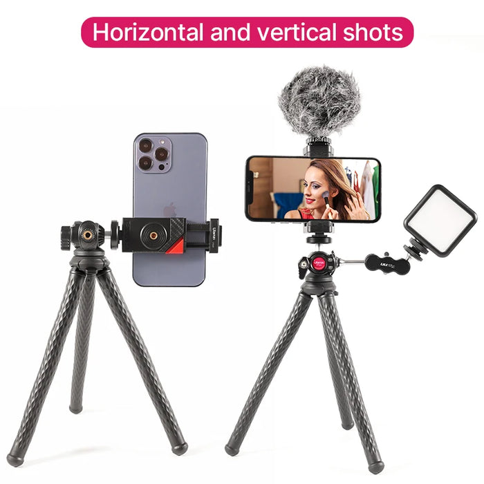 ULANZI FT-01 Flexible Mini Octopus Tripod for Phone DSLR Vlog Travel Photography With Cold Shoe Phone Holder Mount Mic Light