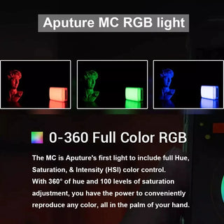 Aputure AL-MC Portable LED Light 3200K-6500K mini RGB light with HSI/CCT/FX Lighting Modes Video Photography Lighting