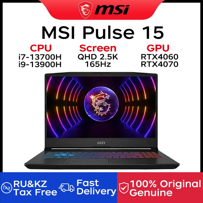 MSI Pulse 15 Gaming Laptop 15.6 Inch QHD 2.5K 165Hz IPS Screen Notebook i7-13700H 16GB 1TB RTX4070 Gaming Computer Netbook Win11