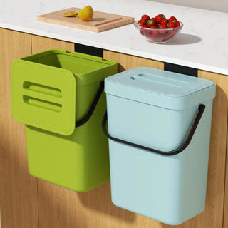 Food Waste Basket Bin for Kitchen, Small Countertop Compost Bin with Lid,Odor-Free Food Scrap Container,Wall Mounted Garbage Can