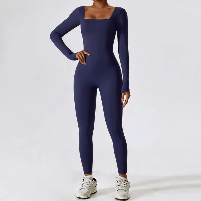 Jumpsuit Gym Workout Yoga Clothes Dance Fitness Long Sleeved One Piece Sports Jumpsuit Sexy Tight Boilersuit Women Tracksuit