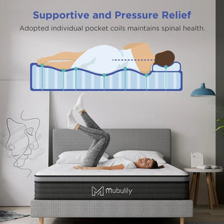 12 Inch Hybrid Mattress in a Box with Gel Memory Foam,Individually Wrapped Pocket Coils Innerspring for a Cool & Peaceful Sleep