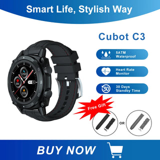 Cubot C3 SmartWatch Sport Heart Rate Sleep Monitor 5ATM Waterproof Touch Fitness Tracker Smart Watch for Men Women Android IOS