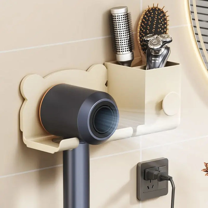 High Appearance Level Hair Dryer Storage Rack Bathroom Supplies Perforation-free Wall Hanging Electric Air Blower Storage Holder