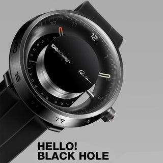 CIGA Design Men Automatic Mechanical Watch Series U Black Hole 316L Stainless Steel Flurorubber Band Transparent Black Watches