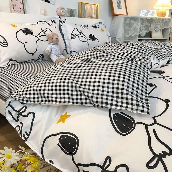 Korean Style Bedding Set Boys Girls Twin Queen Size Duvet Cover Flat Sheet Pillowcase Bed Linen Kids Adult Fashion Home Textile