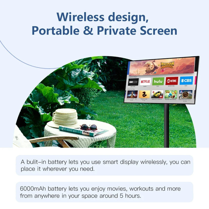 21.5 Inch HD Android Smart Screen Wireless Monitor Interactive Touch LCD Display With Built-in Battery Moveable Stand