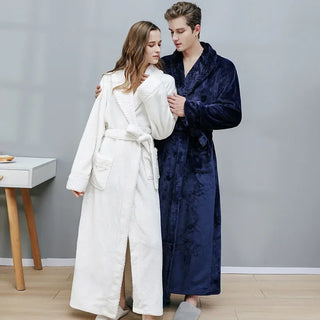 Female Autumn and Winter Warm Long Coral Velvet Thick Couple Bath Bathrobes Men Women Pajamas Shower Robe Bath Towels For Adults