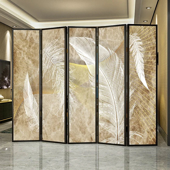 American style extravagant feather folding mobile screen partition wall porch living room hotel lobby European folding screen