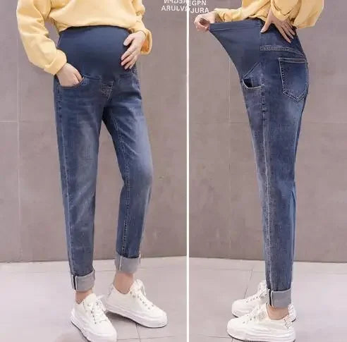 New Autumn Maternity Jeans Pants For Pregnant Women Trousers Casual Loose Jeans Pregnancy Pants Maternity Clothing