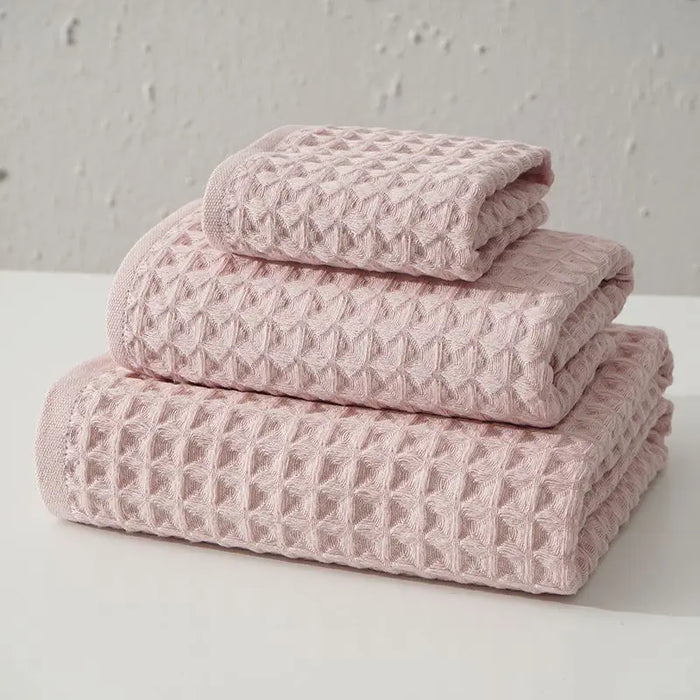 3PCS Adult Luxury Cotton Gauze Waffle Bathroom Soft Absorbent Square Towel Face Towel Bath Towel Set Hotel Gifts Group Buy Kids