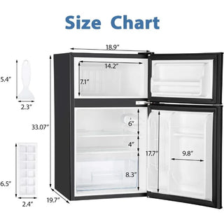 EUHOMY Mini Fridge with Freezer, 3.2 Cu.Ft Mini Refrigerator, Dorm Fridge with 2 Door For Bedroom/Apartment/Office-Food Storage