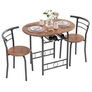 3 Pieces Dining Set Breakfast Table Set Space Saving Wooden Chairs and Table Set, for Dining, Office and Living Spaces of Home