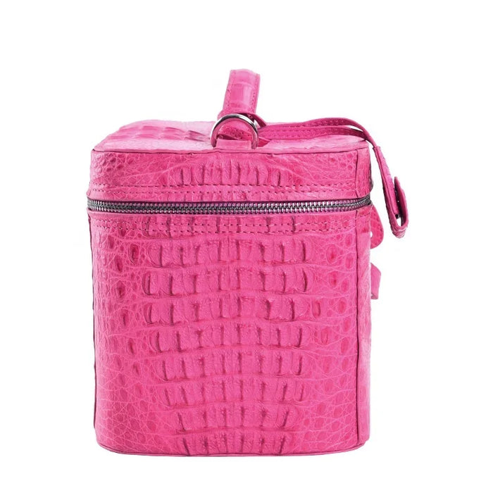 Fashion crocodile cosmetic bags vintage women exotic handbags hot pink make up case brand style lady Vintage box bags brand