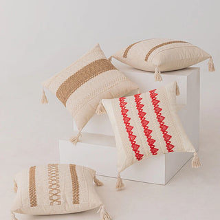 2024 Boho Cotton and Linen Tassel Cushion Cover Geometric Hemp Thread Crochet Throw Pillow Cover Living Room Bedroom Pillowcase