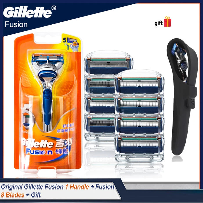 Original Gillette Fusion Razor for Men Face Hair Beard Shaving Manual Shaver Cassettes Replacement Razor Heads 5 Layers Blades