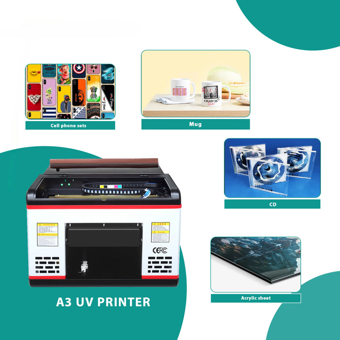 6 Color 3D Printer Flatbed A3 UV Printer Phonce Case Printing Machine For Metal Acrylic Wood TPU PVC Printing