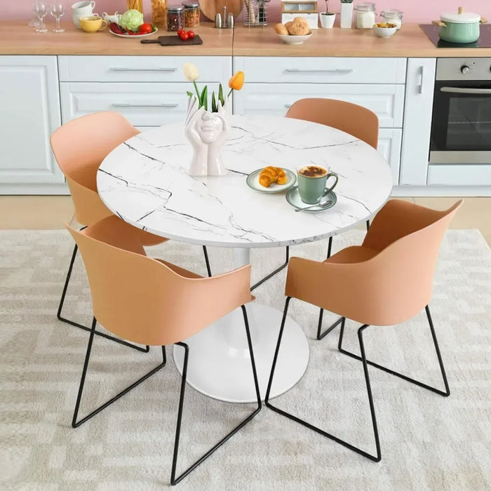 Dining Table Small Black Kitchen Table 31.5" in Tulip Design Modern Pedestal Table for Small Space Dining Room 2 to 4 Person