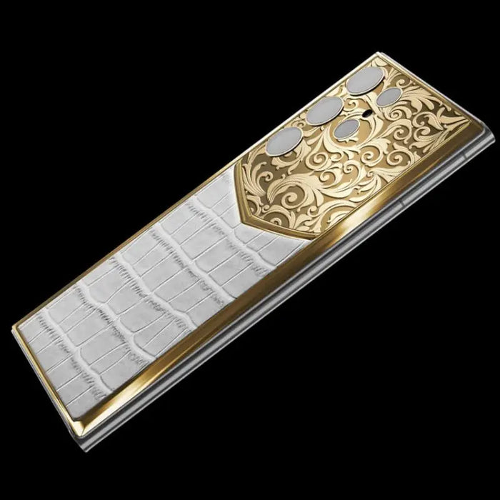 The use of real leather plating real gold for Samsung housing deep carving process accepted customization bottom shell and back