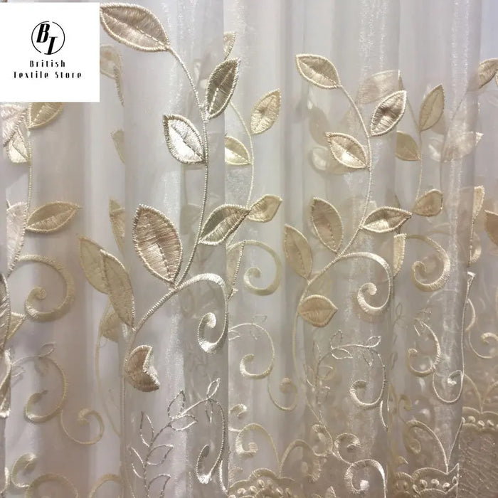 European Window Sheer Curtains Tulles for Living Room Bedroom Dining Luxury Voile Yarn Door Transparent Embroidery High Grade