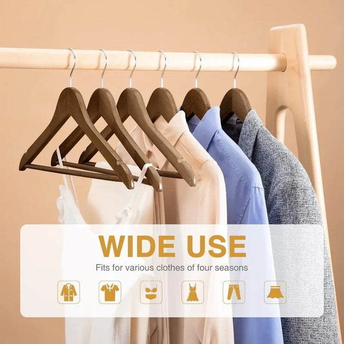 Premium Wooden  High Grade Coat Hangers Wood Clothes Smooth Finish Wood Hangers for Closet Heavy Duty