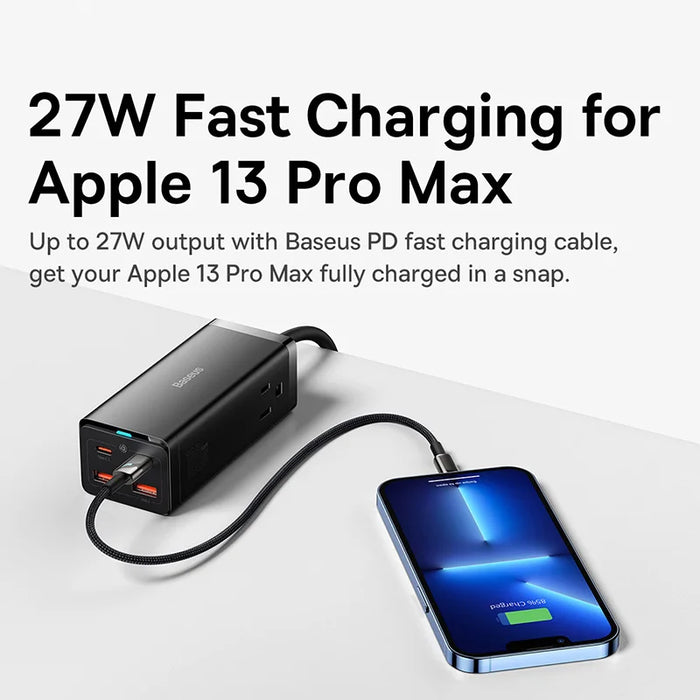 Baseus 100W GaN3 Pro Desktop Charger Power Strip Charging Station Fast Charger For iPhone 15 14 13 Pro Max Xiaomi Samsung Laptop