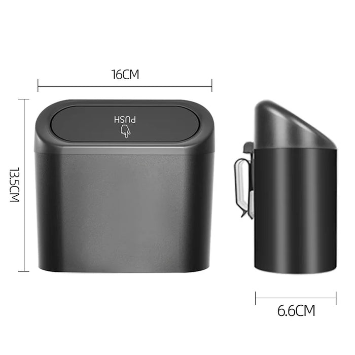 Car Trash Bin Hanging Vehicle Garbage Dust Case Storage Box Black Square Pressing Type Trash Can Auto Interior Accessories