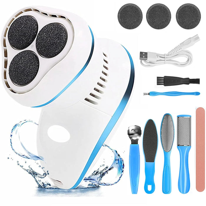 Electric Foot Rasp Electric Anti-Callus Foot Rasp with 6 Rollers and 2 Speeds - Waterproof USB Rechargeable Electric Feet Care