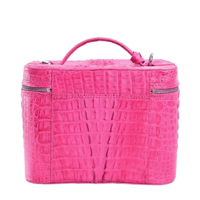 Fashion crocodile cosmetic bags vintage women exotic handbags hot pink make up case brand style lady Vintage box bags brand