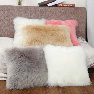 Nordic Faux Fur Cushion Cover Artificial Wool Throw Pillowcase Cushion Case Home Soft Living Room Bedroom Car Decorative 50x50cm