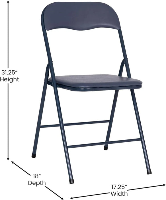 5 Piece Navy Folding Card Table and Chair Set